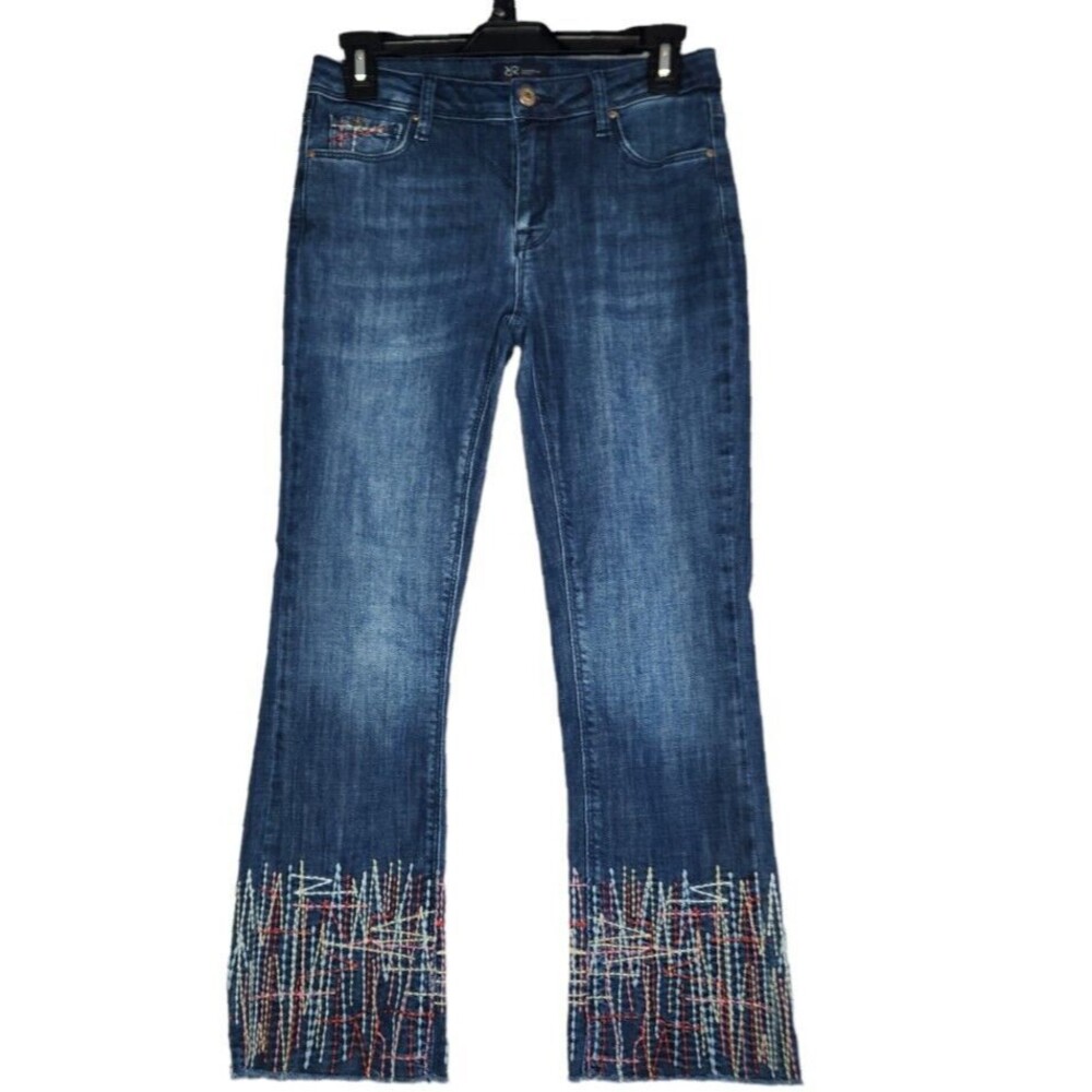 Raffaello Rossi Vic Stretch 6/8 Cropped Stitch Jeans Womens Denim Raw Hem 220255